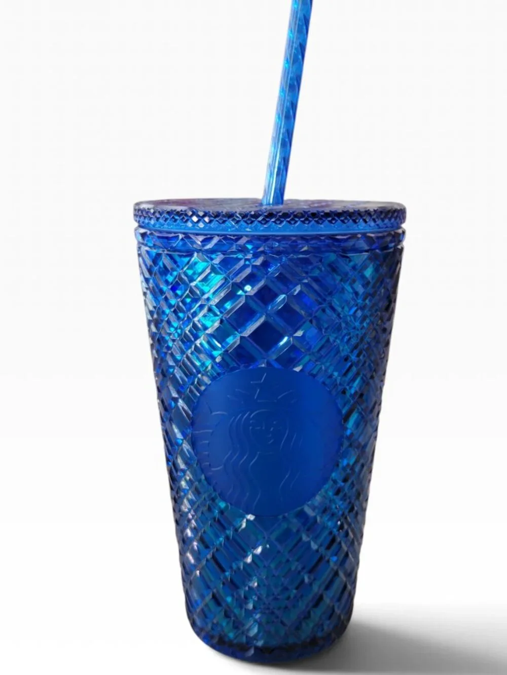 Starbucks Holiday 2021 Azure Blue Jeweled Cold Cup Tumbler (16oz)